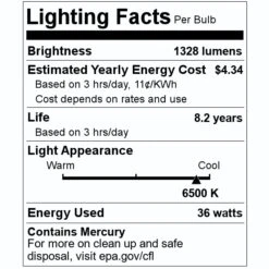 Voltarc Fluorescent Light Bulb (01252) -Light Bulbs Sales 01252 Lighting Facts Labelmd