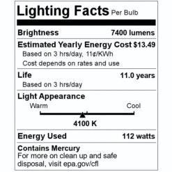 Voltarc Fluorescent Light Bulb (01275) -Light Bulbs Sales 01275 Lighting Facts Labelmd