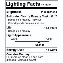 Osram Fluorescent Light Bulb (018256) -Light Bulbs Sales 018256 Lighting Facts Labelmd