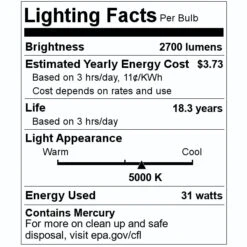 Satco Fluorescent Light Bulb (08459) -Light Bulbs Sales 08459 Lighting Facts Labelmd