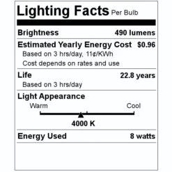 Satco LED Reflector Flood Retrofit (08638) -Light Bulbs Sales 08638 Lighting Facts Labelmd