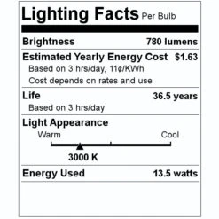 Satco LED Flush Mount Square Ceiling Fixture (09335) -Light Bulbs Sales 09335 Lighting Facts Labelmd