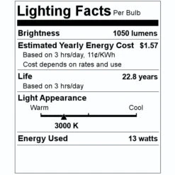 Eiko LED Light Bulb (10789) -Light Bulbs Sales 10789 Lighting Facts Labelmd