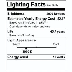 Eiko LED Light Bulb (10915) -Light Bulbs Sales 10915 Lighting Facts Labelmd