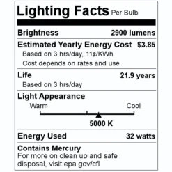 Halco Fluorescent Light Bulb (109818) -Light Bulbs Sales 109818 Lighting Facts Labelmd