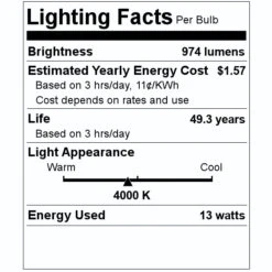 Nicor LED Downlight (11498) -Light Bulbs Sales 11498 Lighting Facts Labelmd