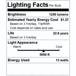 TCP LED Light Bulb (15568) -Light Bulbs Sales 15568 Lighting Facts Labelmd