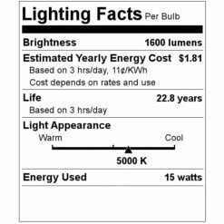 TCP LED Light Bulb (15579) -Light Bulbs Sales 15579 Lighting Facts Labelmd