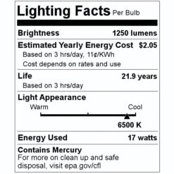 GE Fluorescent Light Bulb (16092) -Light Bulbs Sales 16092 Lighting Facts Labelmd