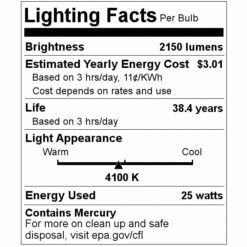 Philips Fluorescent Light Bulb (163055) -Light Bulbs Sales 163055 Lighting Facts Labelmd