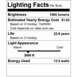 TCP LED Reflector Flood Retrofit (19075) -Light Bulbs Sales 19075 Lighting Facts Labelmd