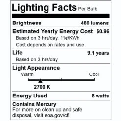 Westek Fluorescent Light Bulb (20122) 9 Westek Fluorescent Light Bulb (20122) -Light Bulbs Sales 20122 Lighting Facts Labelmd