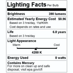 Sylvania Fluorescent Light Bulb (20834) -Light Bulbs Sales 20834 Lighting Facts Labelmd