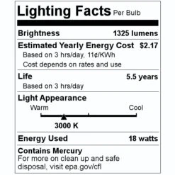 Sylvania Fluorescent Light Bulb (20911) -Light Bulbs Sales 20911 Lighting Facts Labelmd