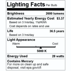 Sylvania Fluorescent Light Bulb (21422) -Light Bulbs Sales 21422 Lighting Facts Labelmd