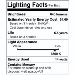 General Fluorescent Light Bulb (21488) -Light Bulbs Sales 21488 Lighting Facts Labelmd