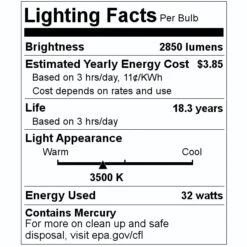 Sylvania Fluorescent Light Bulb (21670) -Light Bulbs Sales 21670 Lighting Facts Labelmd