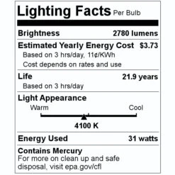 Sylvania Fluorescent Light Bulb (21696) -Light Bulbs Sales 21696 Lighting Facts Labelmd