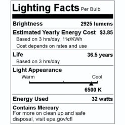 Sylvania Fluorescent Light Bulb (21720) -Light Bulbs Sales 21720 Lighting Facts Labelmd