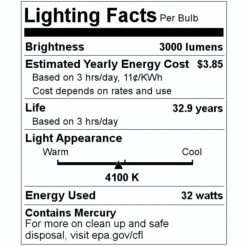 Sylvania Fluorescent Light Bulb (21767) -Light Bulbs Sales 21767 Lighting Facts Labelmd