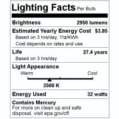 Sylvania Fluorescent Light Bulb (21779) -Light Bulbs Sales 21779 Lighting Facts Labelmd