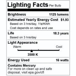 Sylvania Fluorescent Light Bulb (21835) -Light Bulbs Sales 21835 Lighting Facts Labelmd