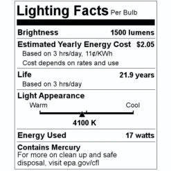 Sylvania Fluorescent Light Bulb (21907) -Light Bulbs Sales 21907 Lighting Facts Labelmd