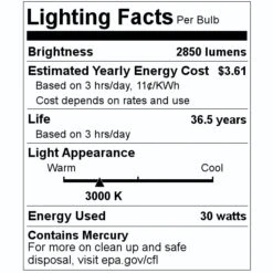 Sylvania Fluorescent Light Bulb (22063) -Light Bulbs Sales 22063 Lighting Facts Labelmd
