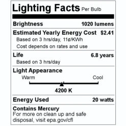 General Fluorescent Light Bulb (22080) -Light Bulbs Sales 22080 Lighting Facts Labelmd