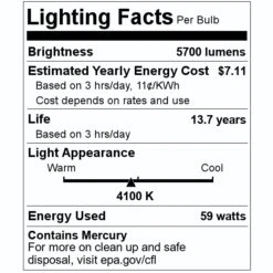 Sylvania Fluorescent Light Bulb (22149) -Light Bulbs Sales 22149 Lighting Facts Labelmd