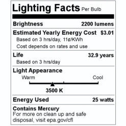 Sylvania Fluorescent Light Bulb (22154) -Light Bulbs Sales 22154 Lighting Facts Labelmd