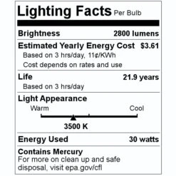 Sylvania Fluorescent Light Bulb (22171) -Light Bulbs Sales 22171 Lighting Facts Labelmd