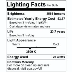 Sylvania Fluorescent Light Bulb (22304) -Light Bulbs Sales 22304 Lighting Facts Labelmd