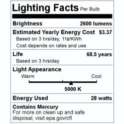 Sylvania Fluorescent Light Bulb (22326) -Light Bulbs Sales 22326 Lighting Facts Labelmd