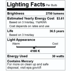 Sylvania Fluorescent Light Bulb (22447) -Light Bulbs Sales 22447 Lighting Facts Labelmd