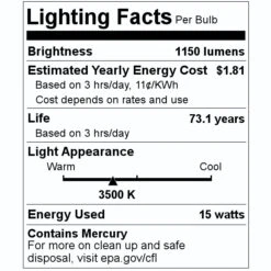 Sylvania Fluorescent Light Bulb (22491) -Light Bulbs Sales 22491 Lighting Facts Labelmd
