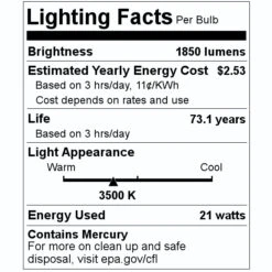 Sylvania Fluorescent Light Bulb (22494) -Light Bulbs Sales 22494 Lighting Facts Labelmd
