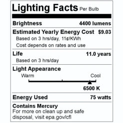 GE Fluorescent Light Bulb (23077) -Light Bulbs Sales 23077 Lighting Facts Labelmd