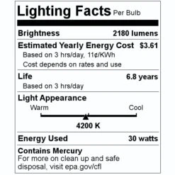 Sylvania Fluorescent Light Bulb (23116) -Light Bulbs Sales 23116 Lighting Facts Labelmd