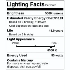 Sylvania Fluorescent Light Bulb (25189) -Light Bulbs Sales 25189 Lighting Facts Labelmd