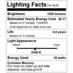 Satco Fluorescent Light Bulb (26514) -Light Bulbs Sales 26514 Lighting Facts Labelmd