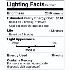 Satco Fluorescent Light Bulb (26575) -Light Bulbs Sales 26575 Lighting Facts Labelmd