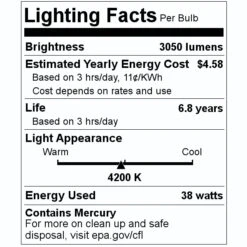 Sylvania Fluorescent Light Bulb (27266) -Light Bulbs Sales 27266 Lighting Facts Labelmd