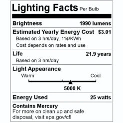 GE Fluorescent Light Bulb (28887) -Light Bulbs Sales 28887 Lighting Facts Labelmd