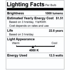 Satco LED Reflector Flood Retrofit (29418) -Light Bulbs Sales 29418 Lighting Facts Labelmd