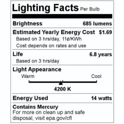General Fluorescent Light Bulb (31486) 9 General Fluorescent Light Bulb (31486) -Light Bulbs Sales 31486 Lighting Facts Labelmd