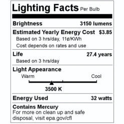 Halco Fluorescent Light Bulb (35176) -Light Bulbs Sales 35176 Lighting Facts Labelmd