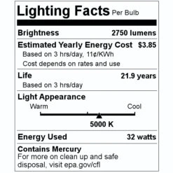 Philips Fluorescent Light Bulb (378802) -Light Bulbs Sales 378802 Lighting Facts Labelmd