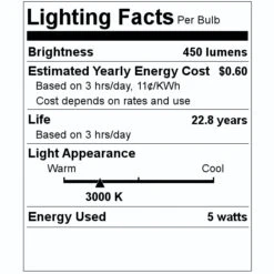 Feit Electric LED Light Bulb (42555) -Light Bulbs Sales 42555 Lighting Facts Labelmd