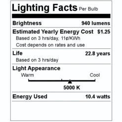 Feit Electric LED Light Bulb (42565) -Light Bulbs Sales 42565 Lighting Facts Labelmd